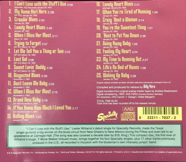 Lester Williams  - I Can't Lose With The Stuff I Use (CD) - Image 3