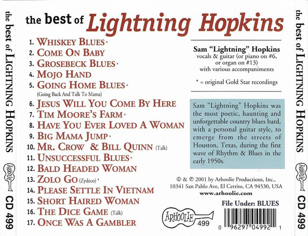 Lightnin' Hopkins - The Best Of Lightning Hopkins (CD) - Image 3