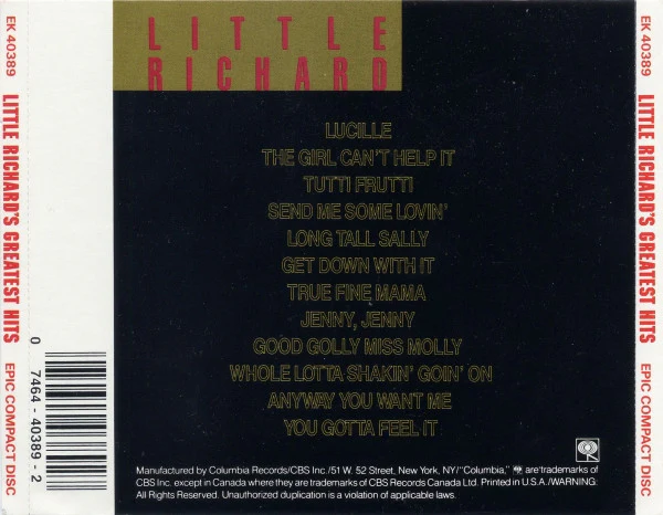 Little Richard - Little Richard's Greatest Hits Recorded Live (CD) - Image 2
