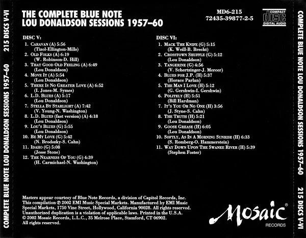 Lou Donaldson - The Complete Blue Note Lou Donaldson Sessions 1957-60 (CD) - Image 4