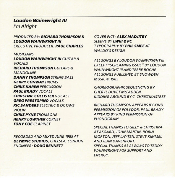 Loudon Wainwright III - I'm Alright (CD) - Image 2