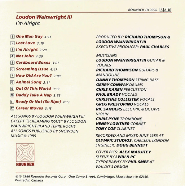 Loudon Wainwright III - I'm Alright (CD) - Image 4