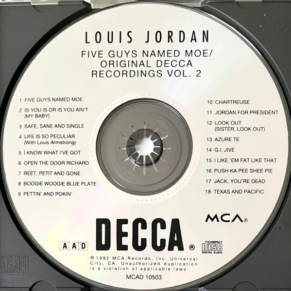 Louis Jordan - Five Guys Named Moe (Original Decca Recordings Vol 2) (CD) - Image 3