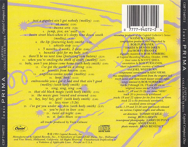 Louis Prima - Capitol Collectors Series (CD) - Image 2