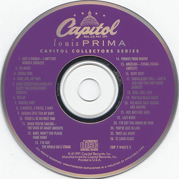 Louis Prima - Capitol Collectors Series (CD) - Image 3