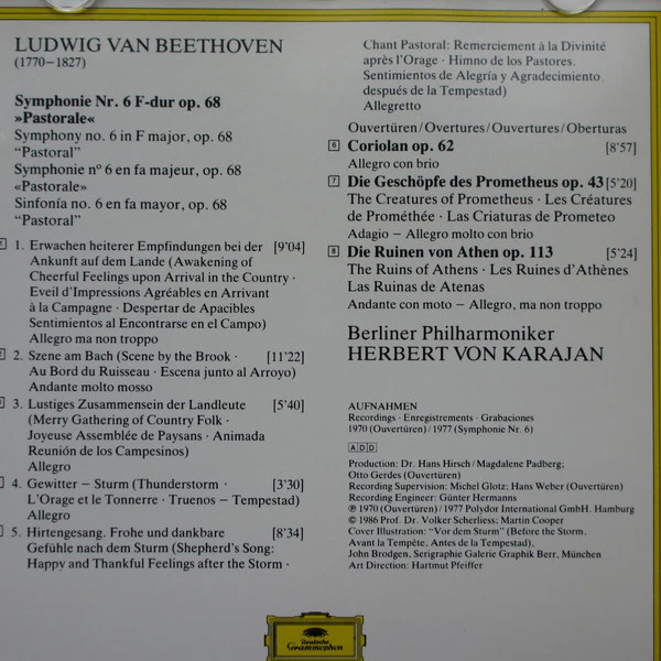 Ludwig van Beethoven : Berliner Philharmoniker, Herbert von Karajan - Symphony No. 6 "Pastoral", Overtures: "The Creatures Of Prometheus", "The Ruins Of Athens", "Coriolan" (CD) - Image 4