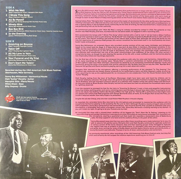 Matt Murphy, Memphis Slim, Sonny Boy Williamson  - The Reissued 1963 Blues Festival (Vinyl) - Image 2
