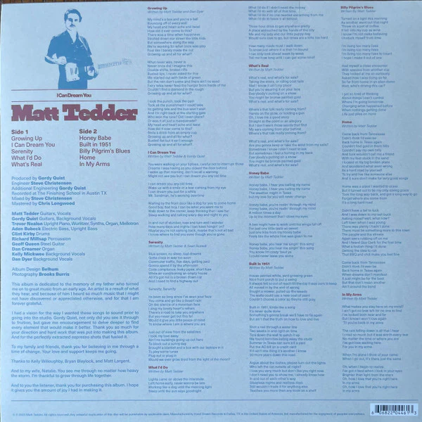 Matthew Tedder - I Can Dream You (Vinyl) - Image 2