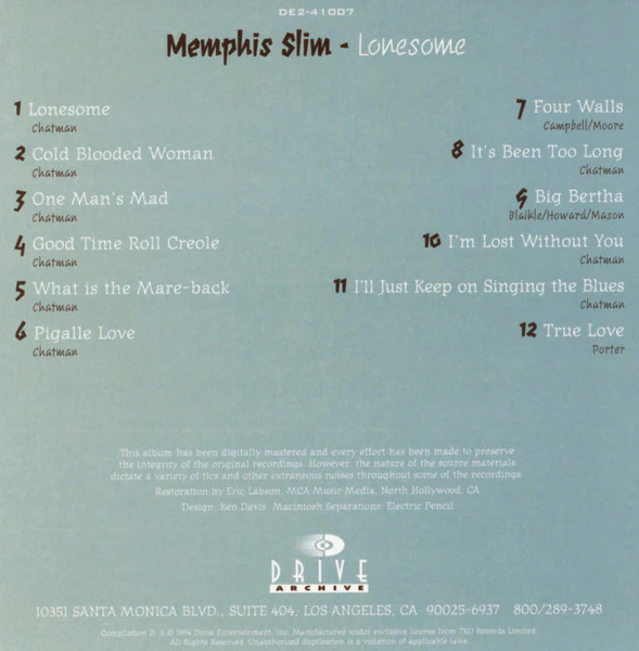 Memphis Slim - Lonesome (CD) - Image 5
