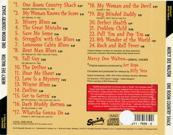 Mercy Dee Walton - One Room Country Shack (CD) - Image 2
