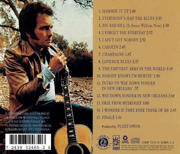Merle Haggard And The Strangers  - I Love Dixie Blues (CD) - Image 2