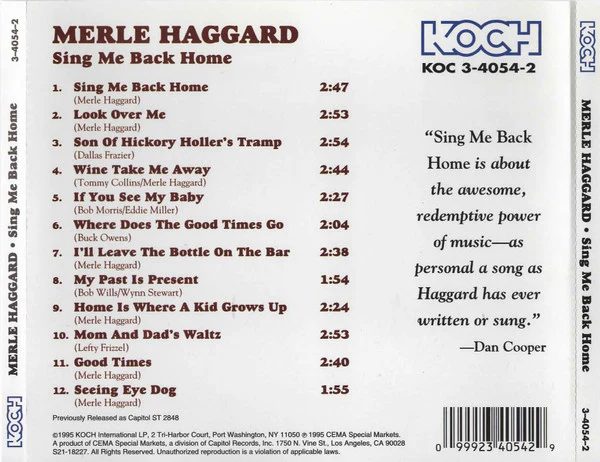 Merle Haggard And The Strangers  - Sing Me Back Home (CD) - Image 2