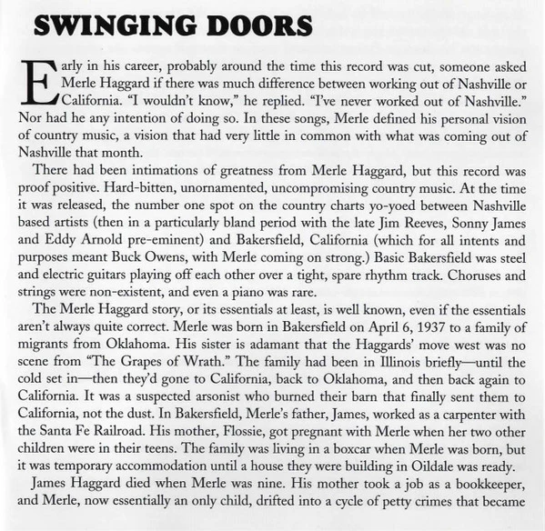 Merle Haggard And The Strangers  - Swinging Doors (And The Bottle Let Me Down) (CD) - Image 5