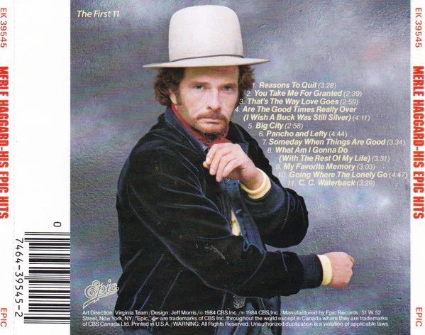 Merle Haggard - His Epic Hits - The First 11 - To Be Continued... (CD) - Image 2