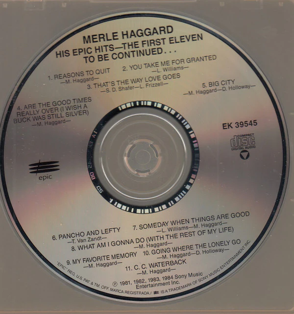 Merle Haggard - His Epic Hits - The First 11 - To Be Continued... (CD) - Image 3