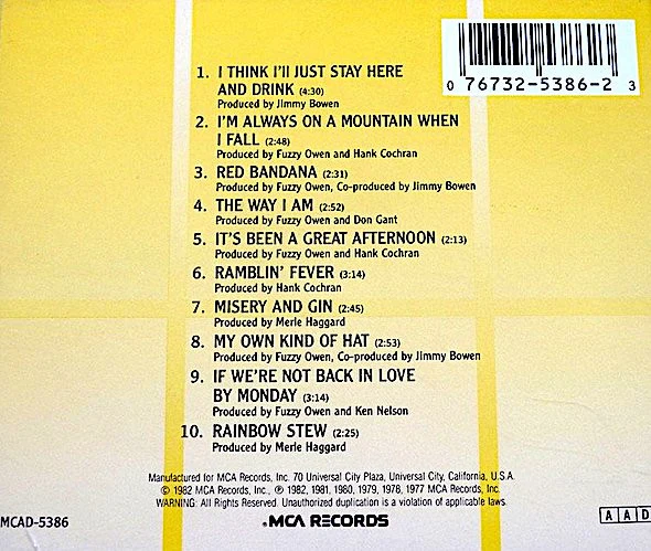 Merle Haggard - Merle Haggard's Greatest Hits (CD) - Image 2