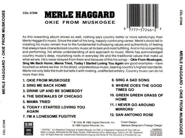 Merle Haggard - Okie From Muskogee (CD) - Image 2