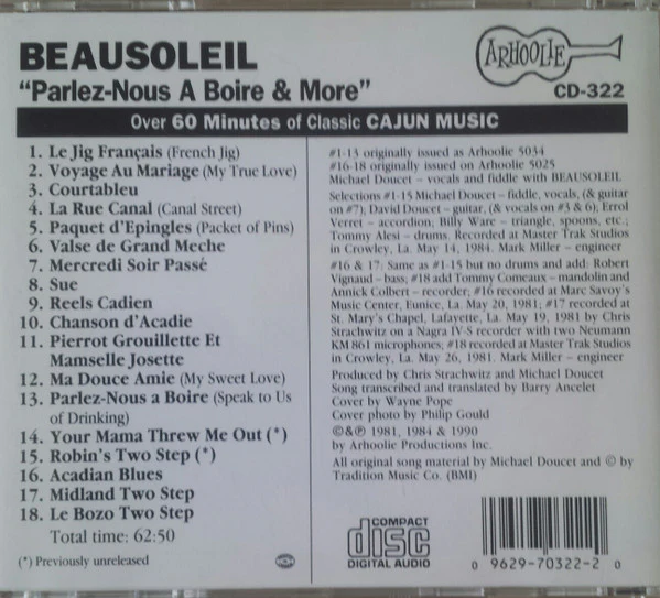 Beausoleil - Parlez-Nous A Boire & More (CD) - Image 2