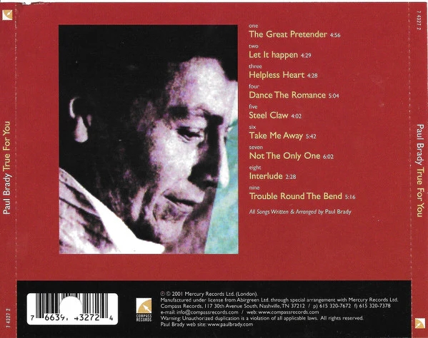 Paul Brady - True For You (CD) - Image 2