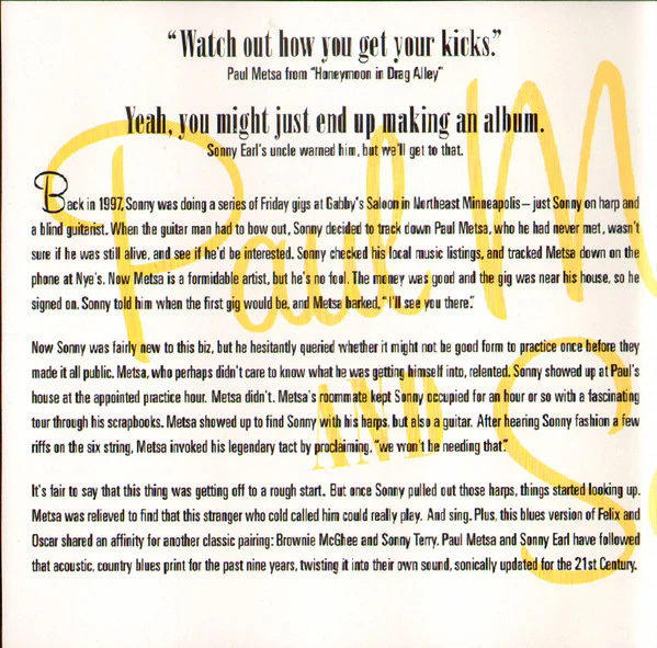 Paul Metsa And Sonny Earl - White Boys Lost In The Blues (CD) - Image 5