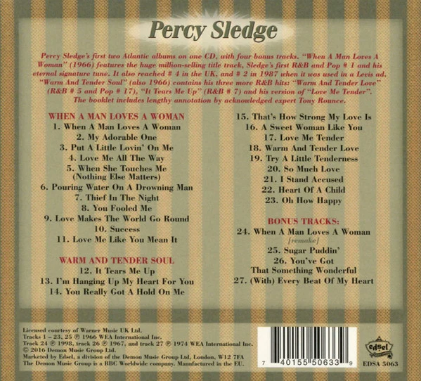 Percy Sledge - When A Man Loves A Woman + Warm And Tender Soul (CD) - Image 2