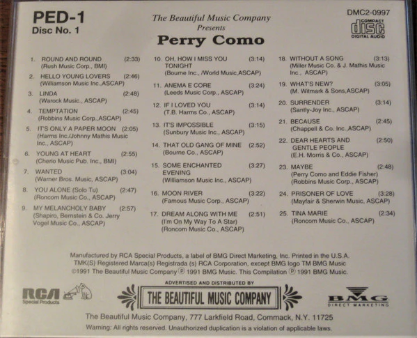 Perry Como - Invites You To Dream Along With Me (CD) - Image 2