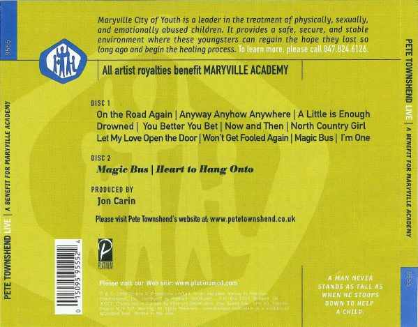 Pete Townshend - Live - A Benefit For Maryville Academy (CD) - Image 2