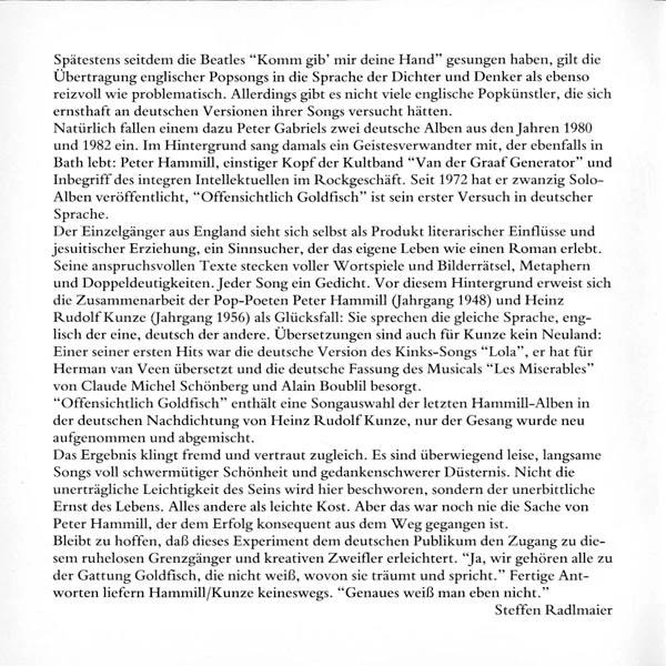 Peter Hammill - Offensichtlich Goldfisch (CD) - Image 4