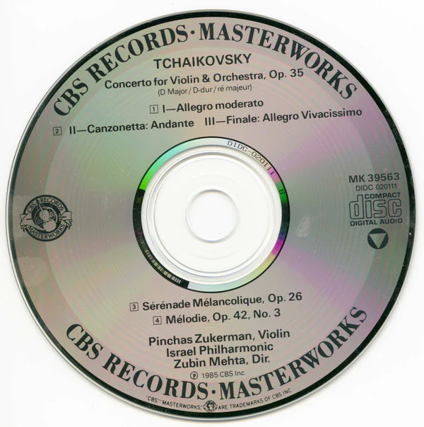 Pinchas Zukerman, Pyotr Ilyich Tchaikovsky, Israel Philharmonic Orchestra, Zubin Mehta - Violin Concerto • Mélodie • Sérénade mélancolique (CD) - Image 2
