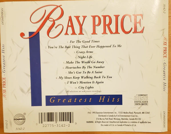 Ray Price - Greatest Hits  (CD) - Image 2
