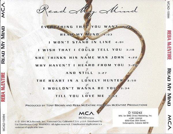Reba McEntire - Read My Mind (CD) - Image 2