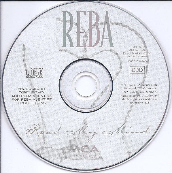 Reba McEntire - Read My Mind (CD) - Image 3