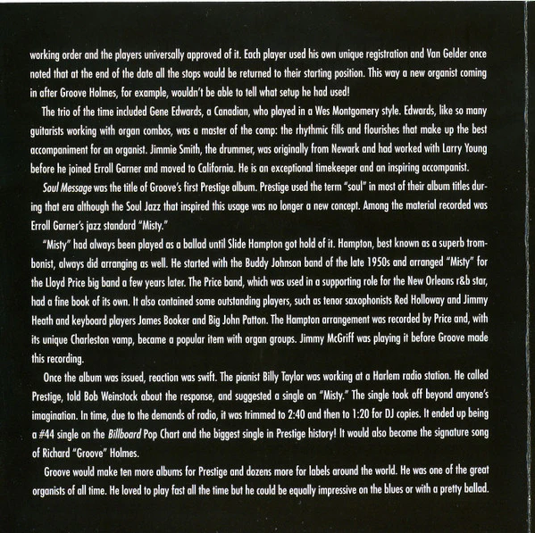 Richard "Groove" Holmes - Soul Message (CD) - Image 5