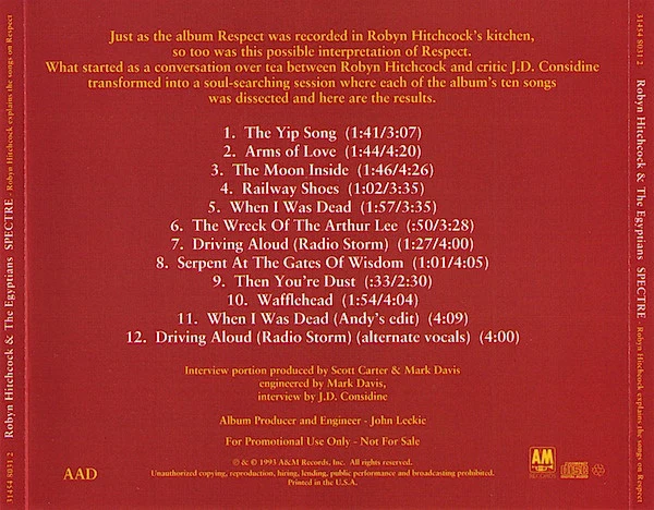 Robyn Hitchcock & The Egyptians - Spectre - Robyn Hitchcock Explains The Songs On "Respect" (CD) - Image 3