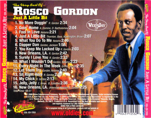 Rosco Gordon - The Very Best Of Rosco Gordon: Just A Little Bit (CD) - Image 2