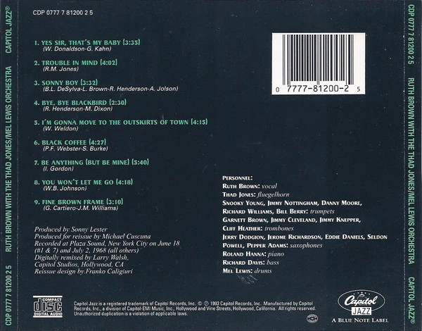 Ruth Brown With Thad Jones / Mel Lewis Orchestra - Fine Brown Frame (CD) - Image 2