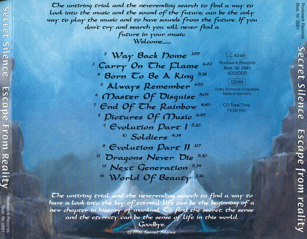 Secret Silence - Escape From Reality (CD) - Image 2
