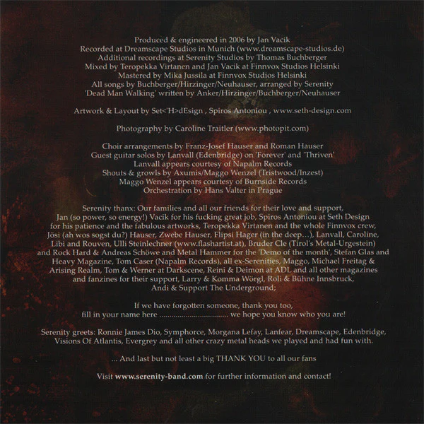 Serenity  - Words Untold & Dreams Unlived (CD) - Image 4