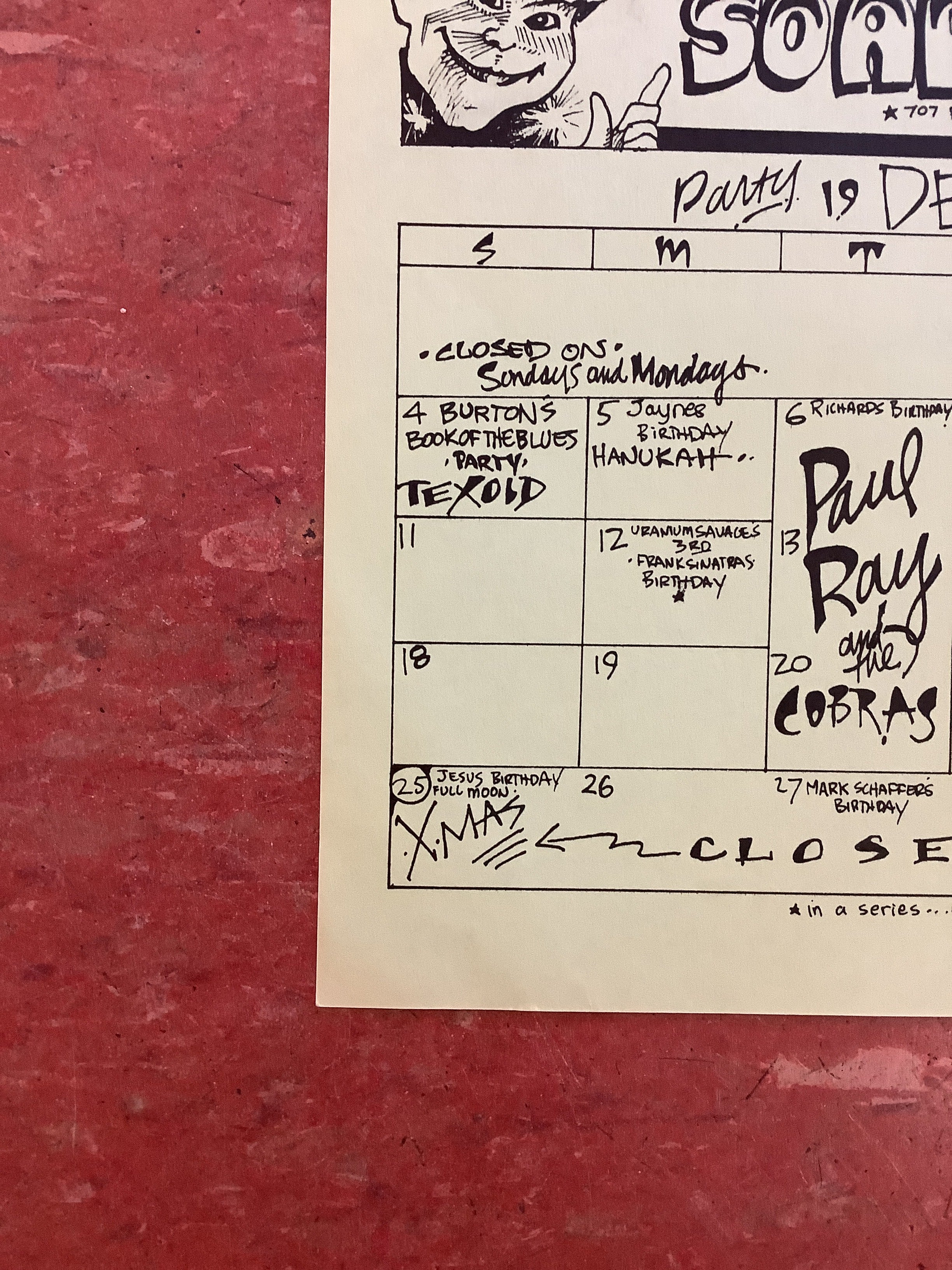 Soap Creek Saloon December Calendar - 1977 (Poster) - Image 5