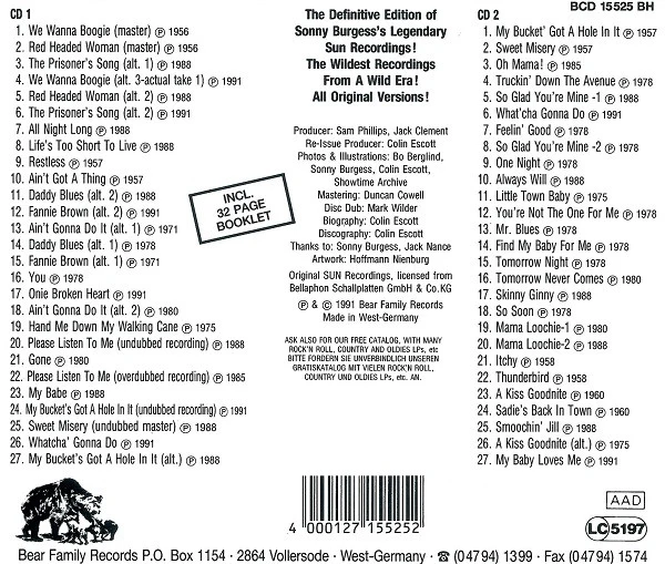 Sonny Burgess - The Classic Recordings 1956 - 1959 (CD) - Image 2