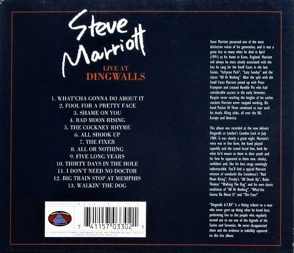 Steve Marriott - Live At Dingwalls (CD) - Image 2