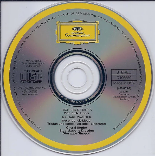 Strauss* · Wagner* - Cheryl Studer • Staatskapelle Dresden • Giuseppe Sinopoli - Vier Letzte Lieder • Wesendonck-Lieder • Tristan Und Isolde (CD) - Image 3