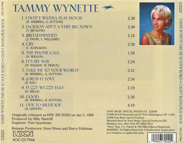 Tammy Wynette - Take Me To Your World / I Don't Wanna Play House (CD) - Image 2