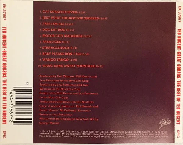 Ted Nugent - Great Gonzos! - The Best Of Ted Nugent (CD) - Image 2