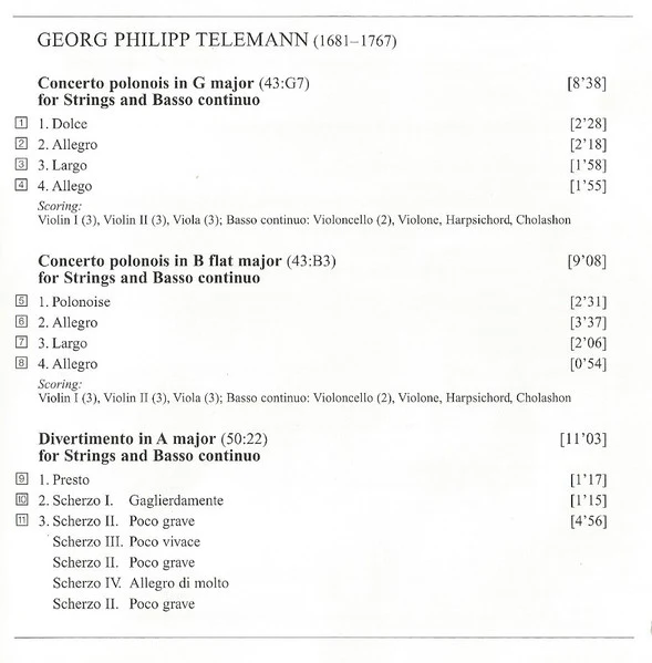 Georg Philipp Telemann, Musica Antiqua Köln, Reinhard Goebel - String Concertos (CD) - Image 5
