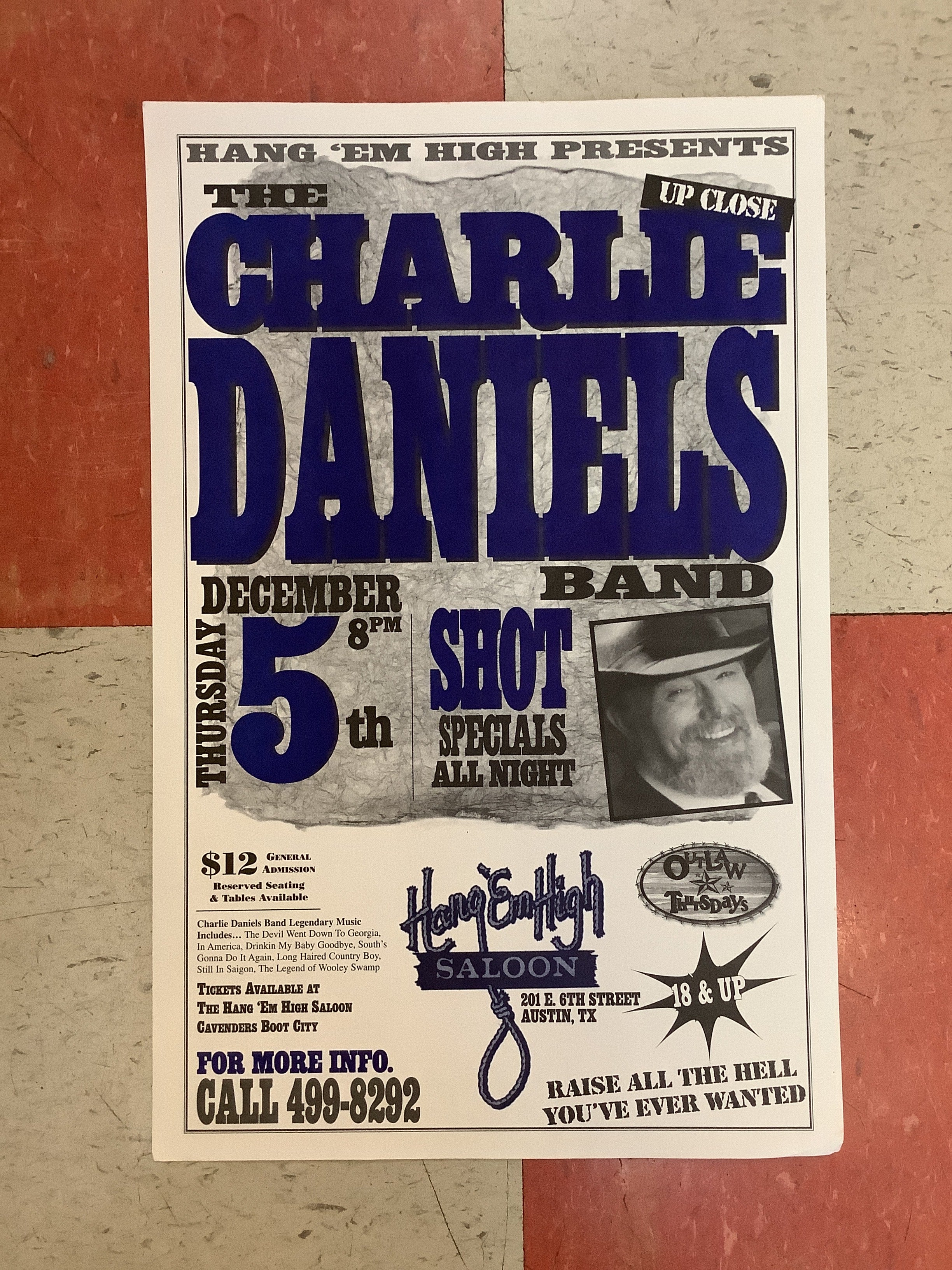 The Charlie Daniels Band at Hang 'Em High Saloon (Poster)
