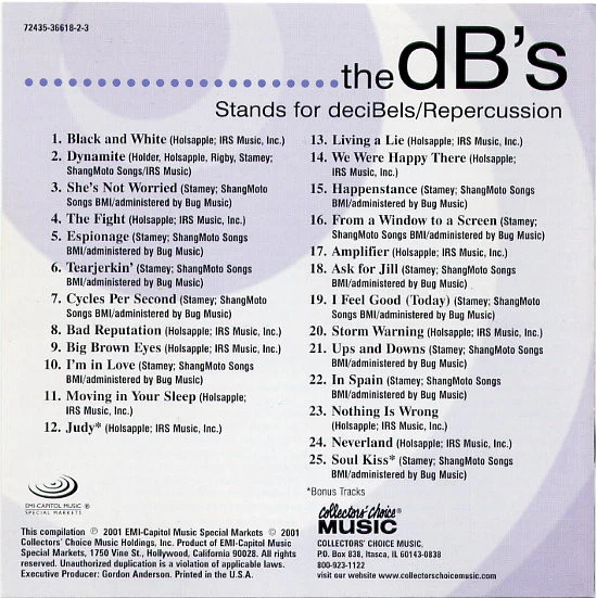The dB's - Stands For DeciBels / Repercussion (CD) - Image 2