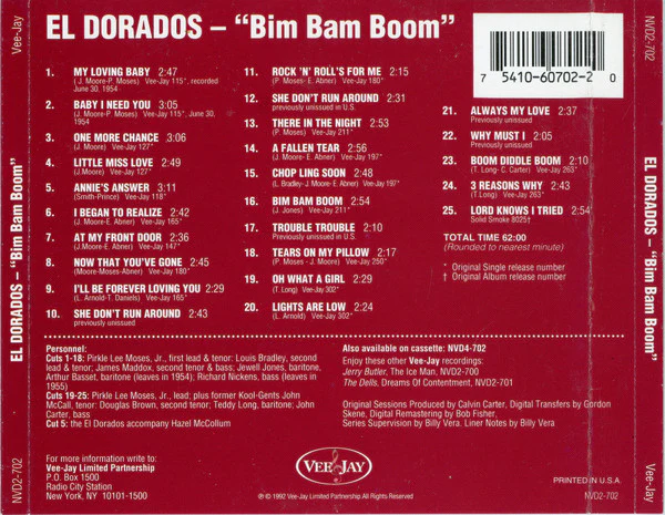 The El Dorados - Bim Bam Boom (CD) - Image 2