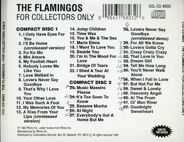 The Flamingos - For Collectors Only (CD) - Image 3