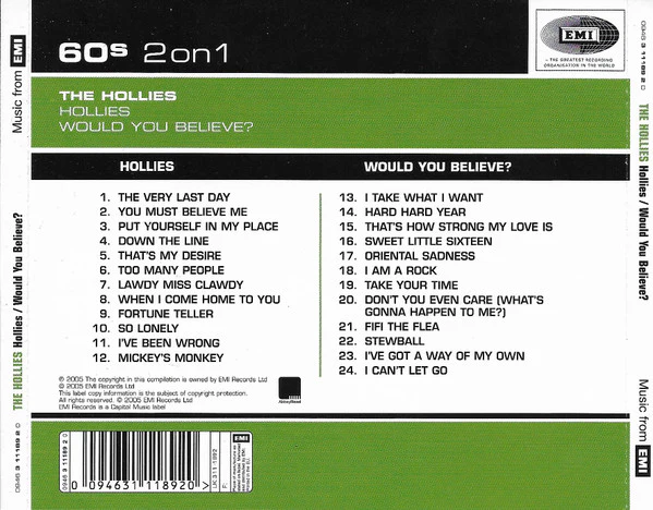 The Hollies - Hollies / Would You Believe? (CD) - Image 2